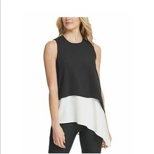 DKNY Womens Black Layered-look Asymmetrical
